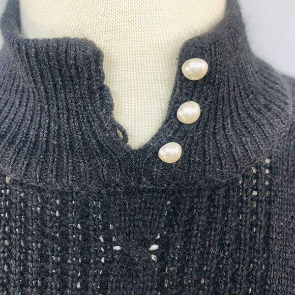 Vintage Crystal Sportsware Large Black Sweater Silk Angora Blend Long Sleeve - Picture 5 of 10